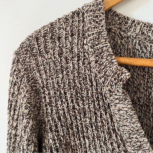 Cotton Ginny Vintage Brown Marled Knit V-Neck Sweater - Picture 5 of 7